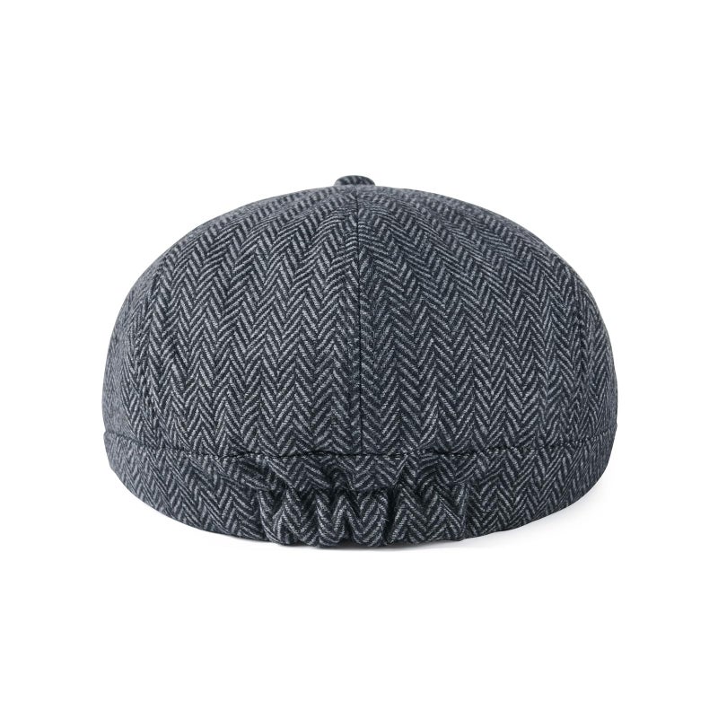 VOBOOM Men Wool Blend 8 Panel Newsboy Cap Herringbone Cabbie Flat Tweed Hat (Herringbone Grey) - Image 4